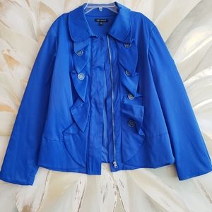 Blue Ruffled Satiny Finish Jacket